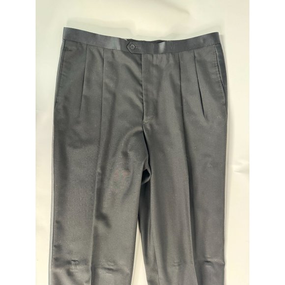 Custom Vintage Tuxedo Pant with Satin Stripe 40 Black Polyester Blend - Picture 10 of 16